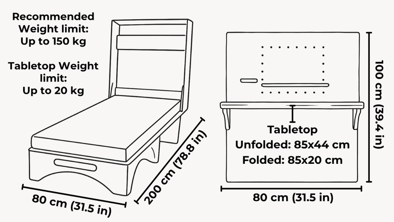 Murphy Bed with Desk and Storage Shelves for Home Office dimensions