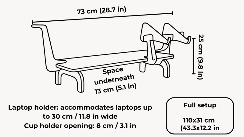 Hölzerner Schreibtisch-Organizer mit Monitorerhöhung und Zubehörhaltern dimensions