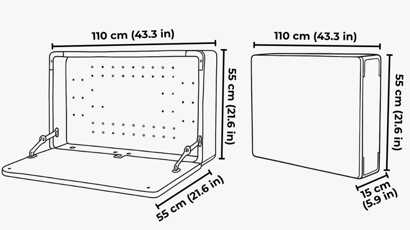 Dual Monitor Murphy Desk | Wall Mounted Desk for 24″ Monitors dimensions