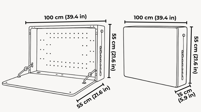 Adjustable Murphy Desk | Wall Mounted Desk for 32” Monitor dimensions