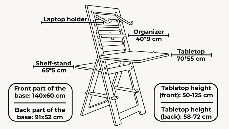 Adjustable Plywood Standing Desk | Ergonomic Sit Stand Workstation dimensions