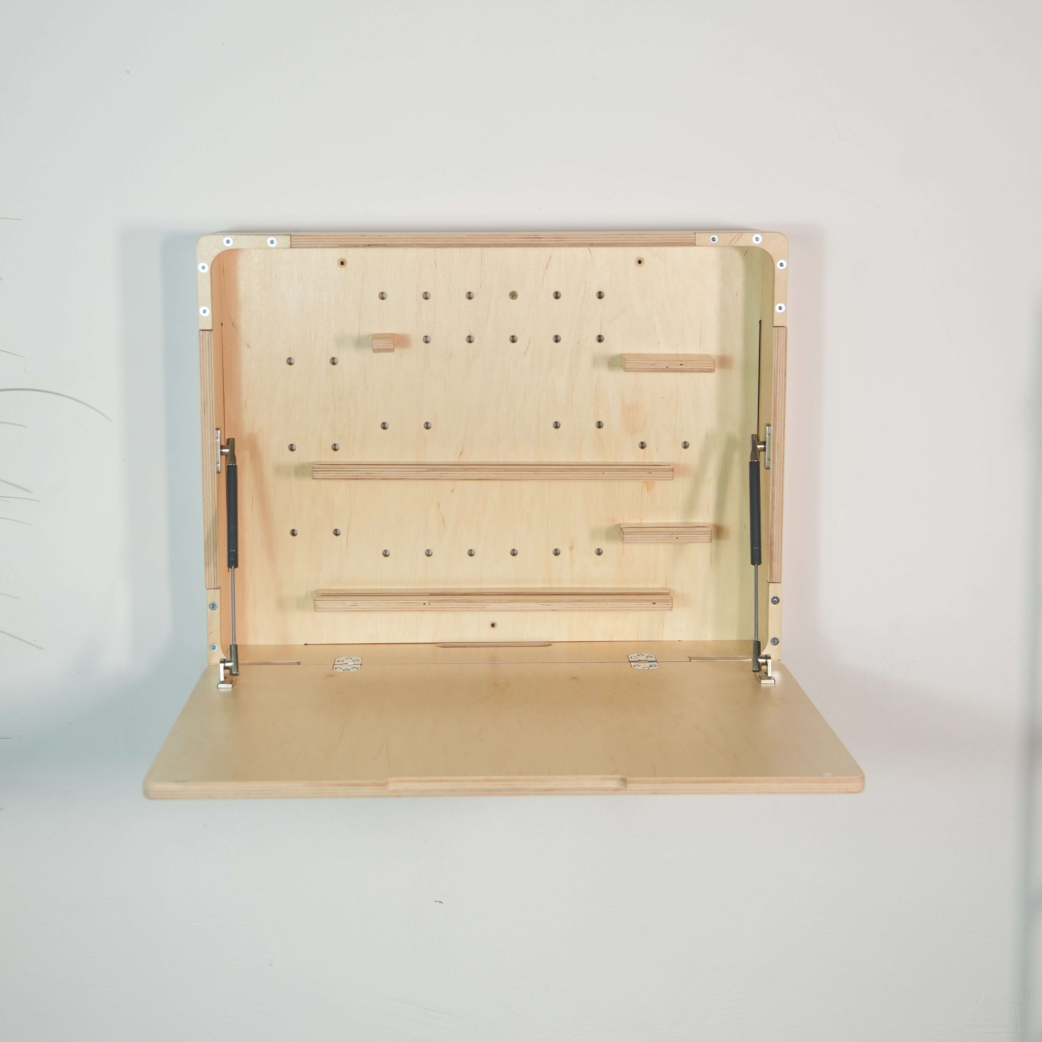 Wall Mounted Fold Down Mini Desk | Compact Plywood Floating Workspace