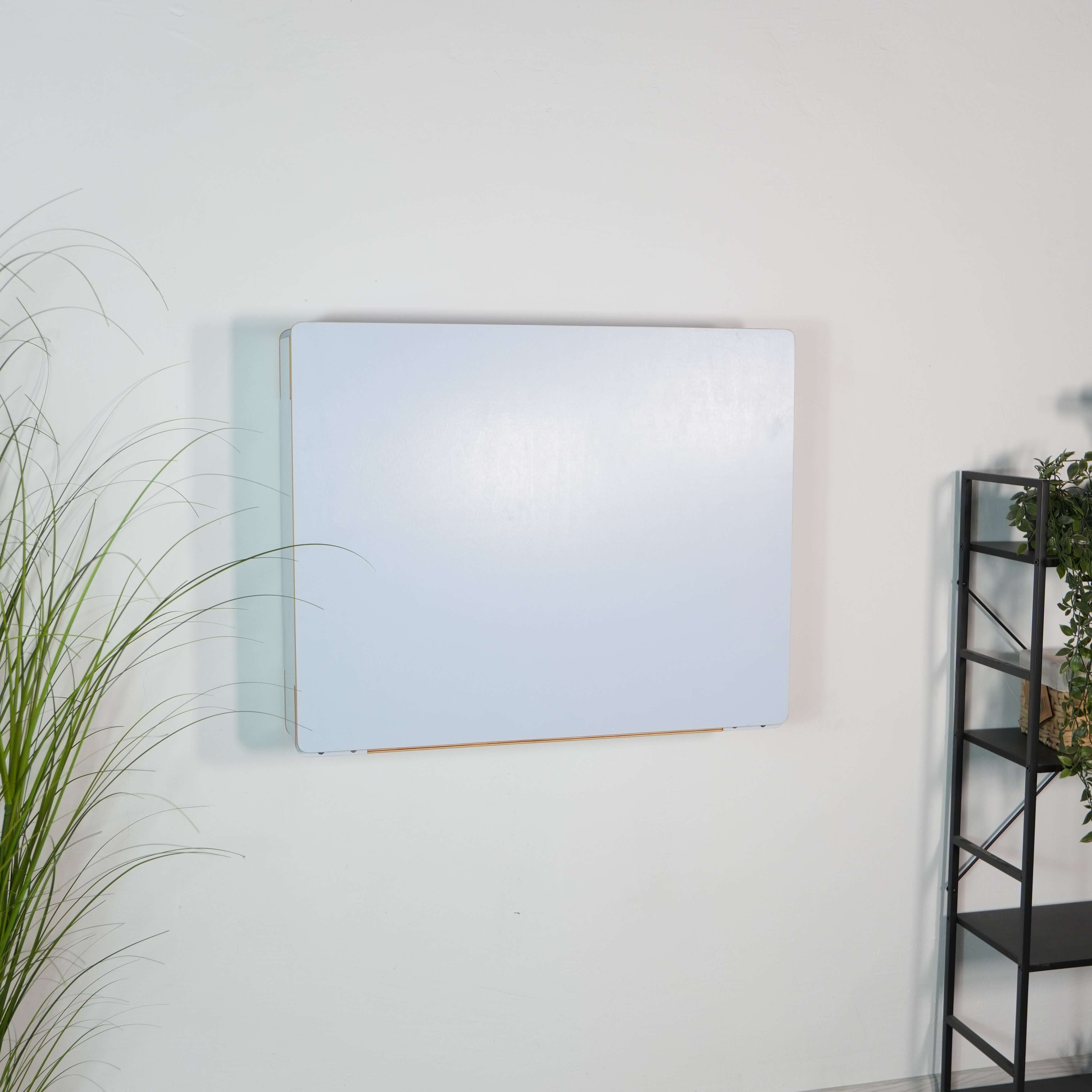 Wall Mounted Fold Down Desk | Plywood Floating Workspace with Shelves