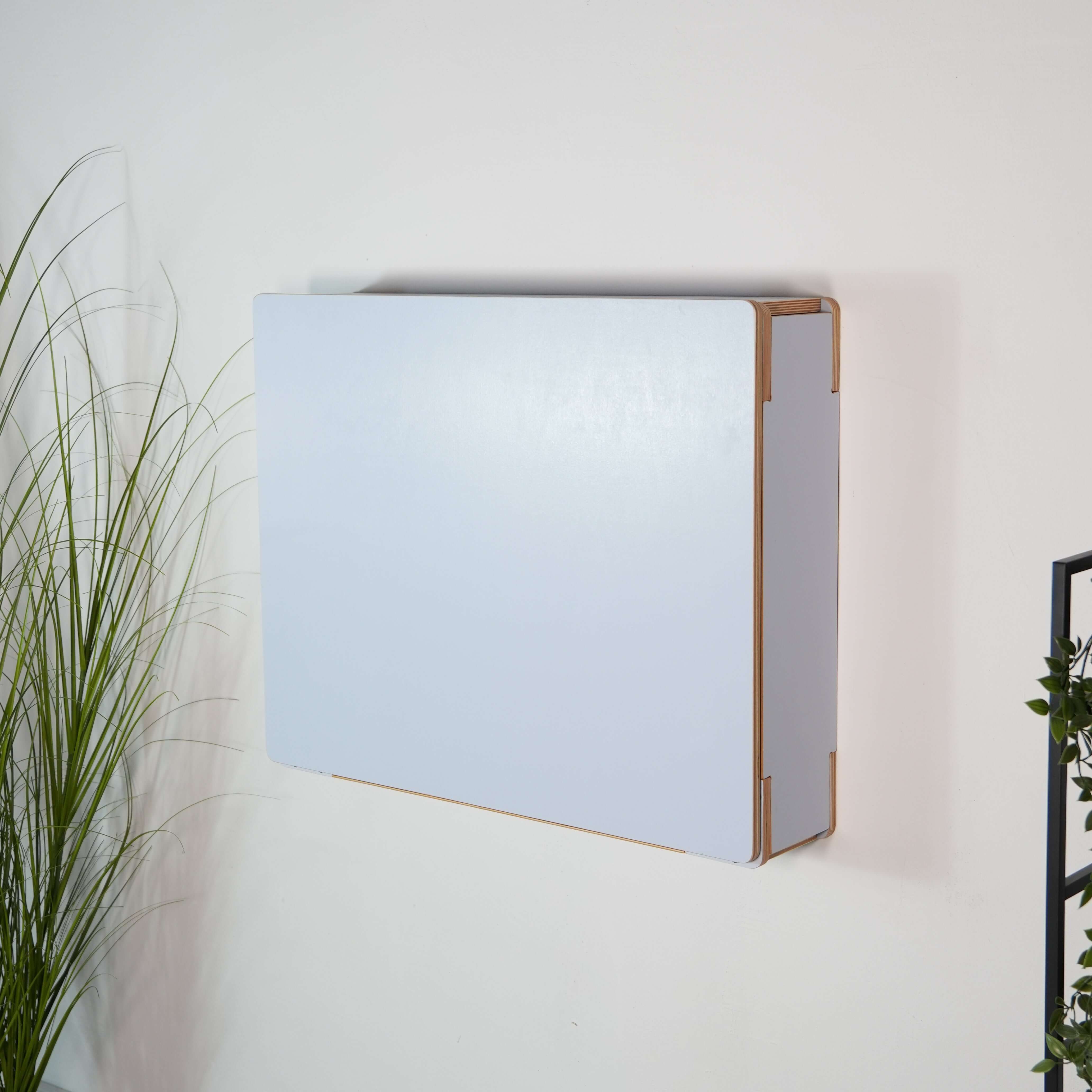 Wall Mounted Fold Down Desk | Plywood Floating Workspace with Shelves