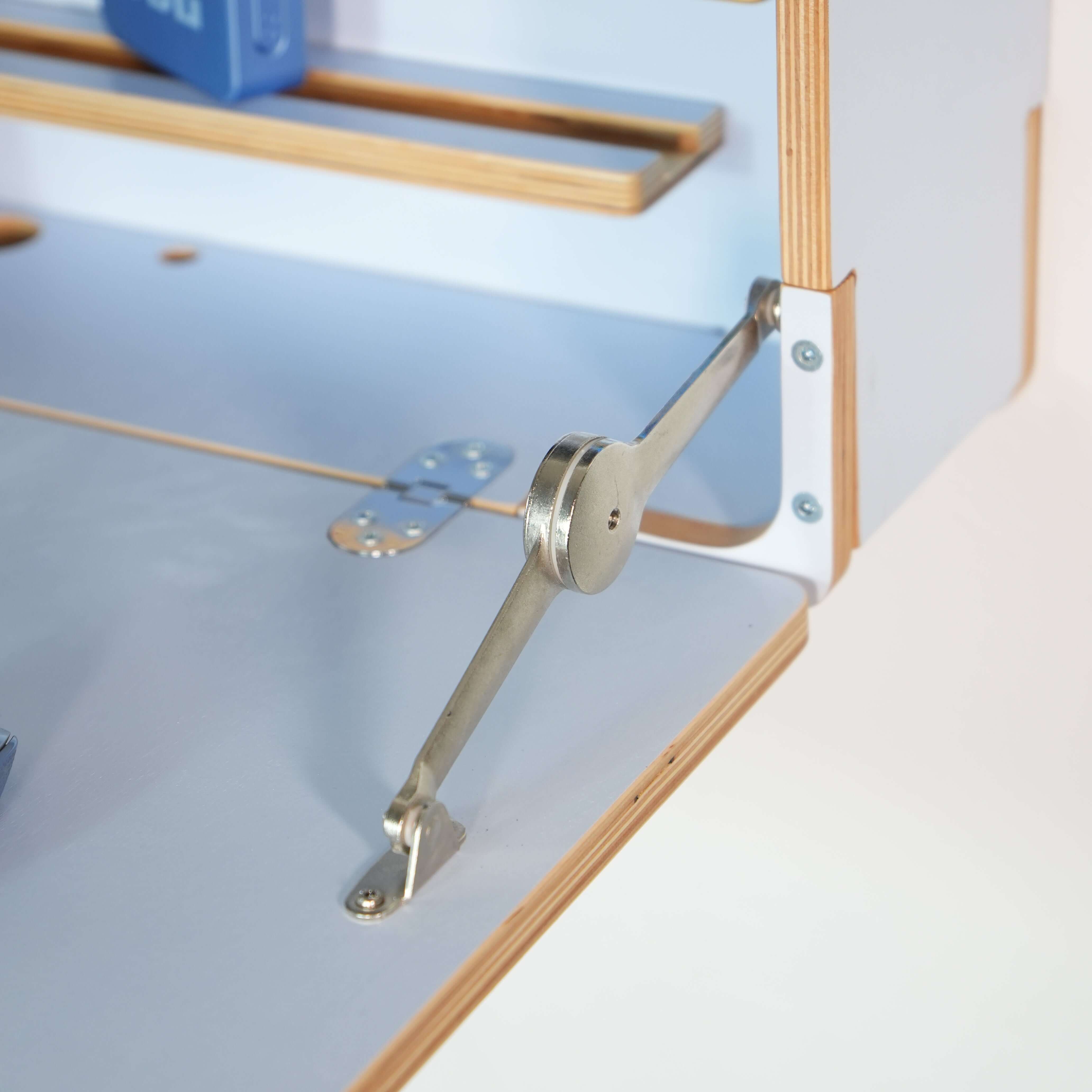 Wall Mounted Fold Down Desk | Plywood Floating Workspace with Shelves