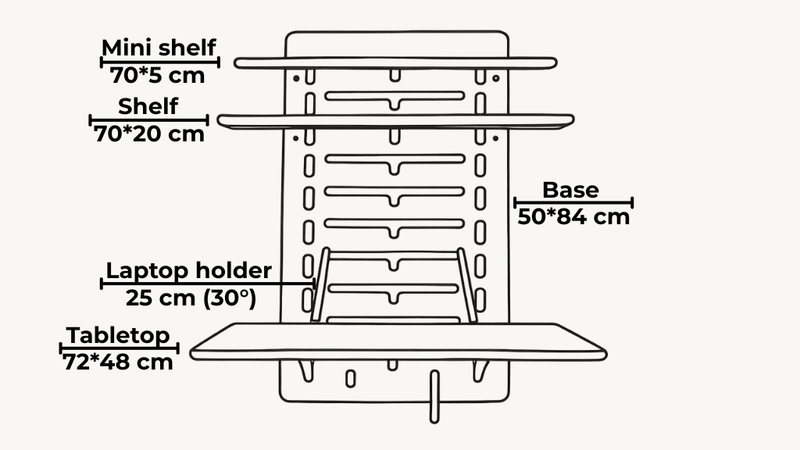 Adjustable Wall Mounted Standing Desk | Floating Sit-Stand Workspace dimensions