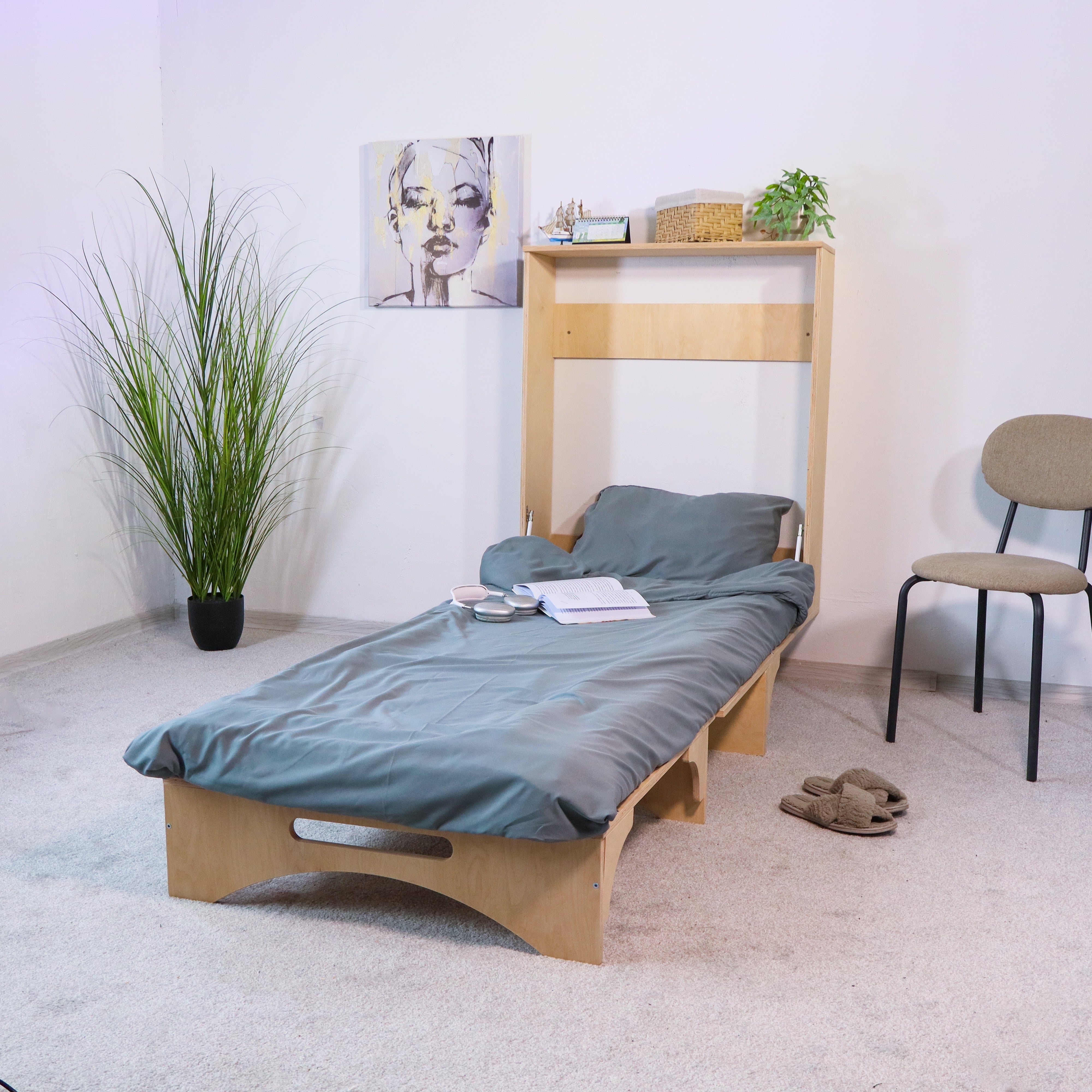 Murphy Bed with Desk and Storage Shelves for Home Office