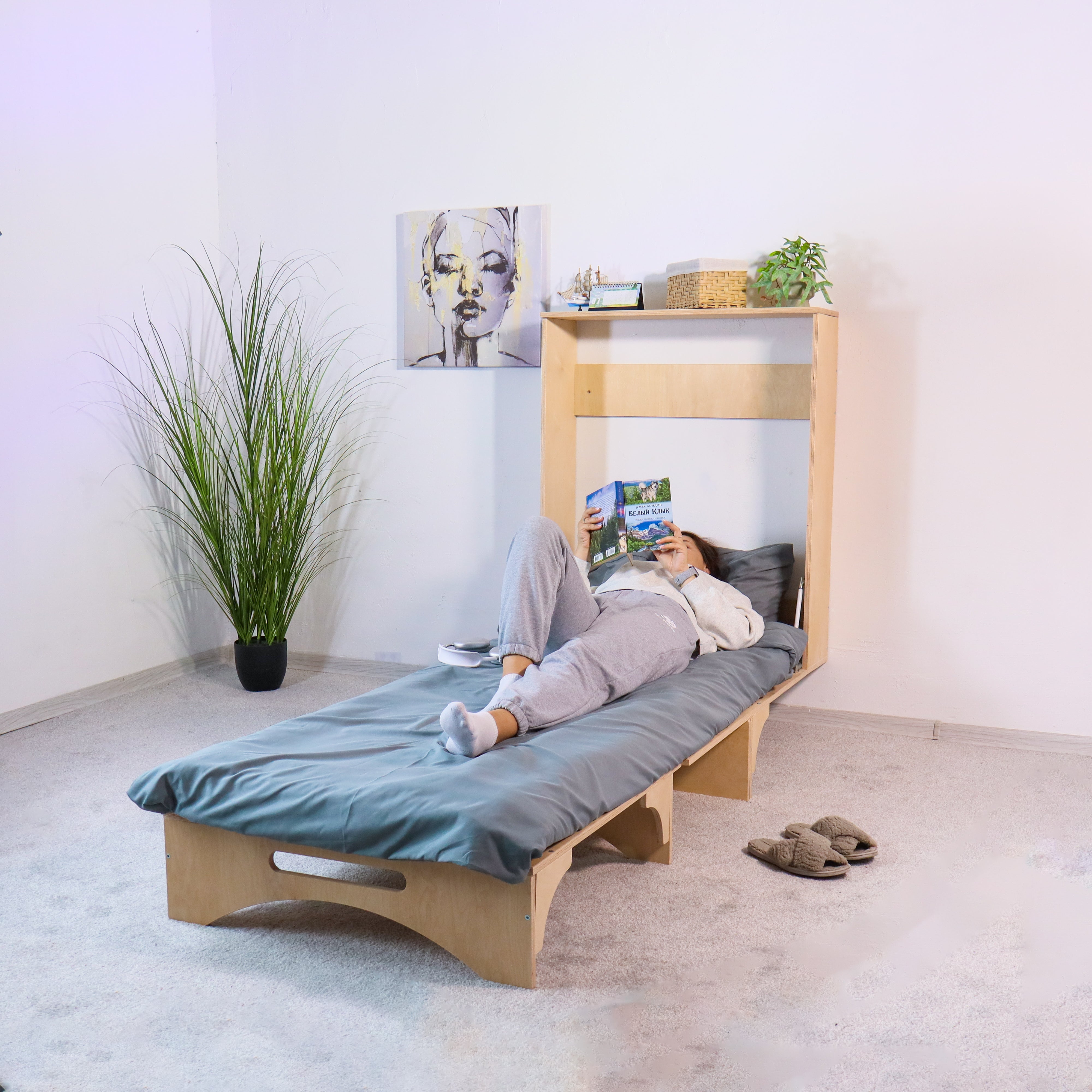 Murphy Bed with Desk and Storage Shelves for Home Office