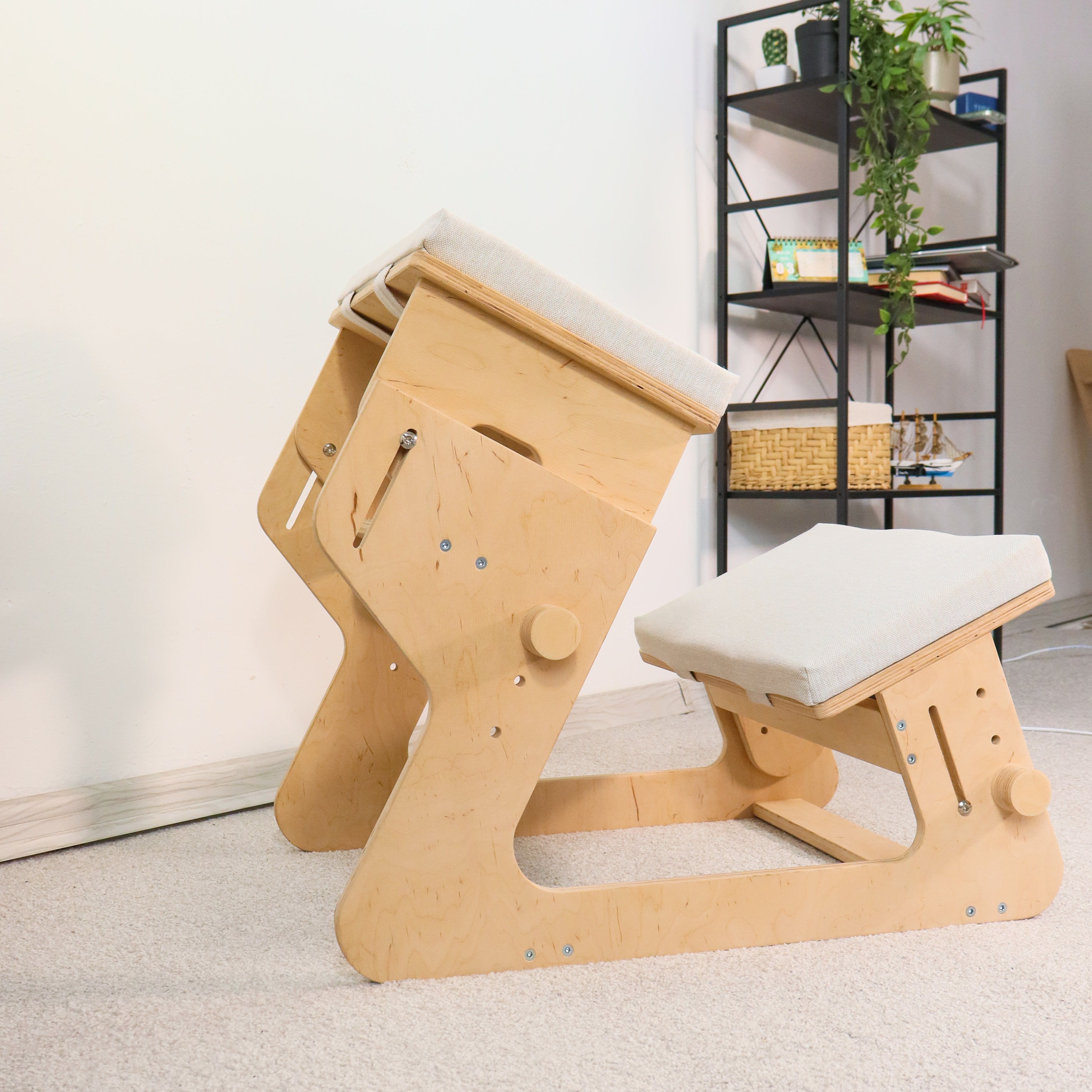 Adjustable Kneeling Chair | Ergonomic Plywood Posture Chair with Cushions