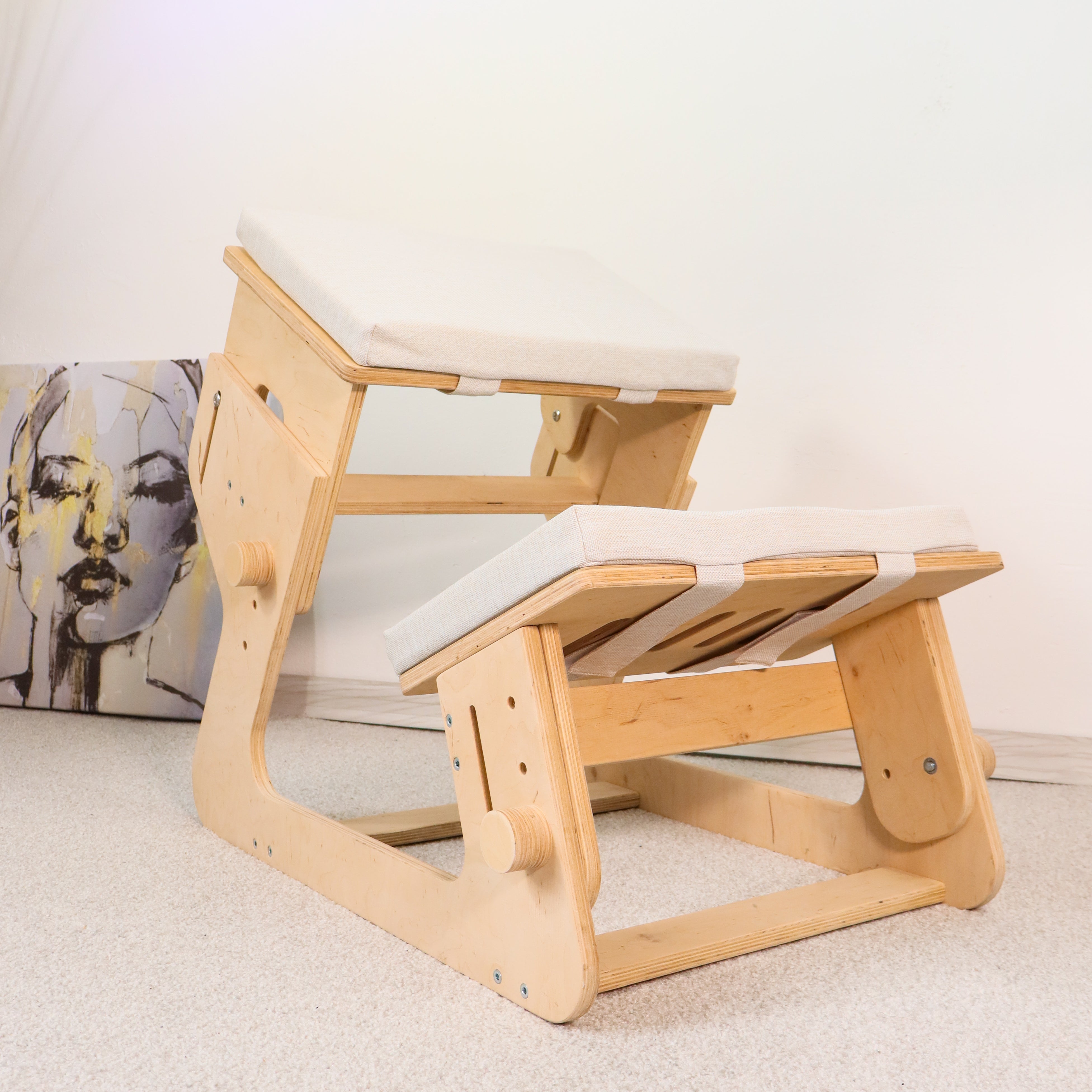 Adjustable Kneeling Chair | Ergonomic Plywood Posture Chair with Cushions