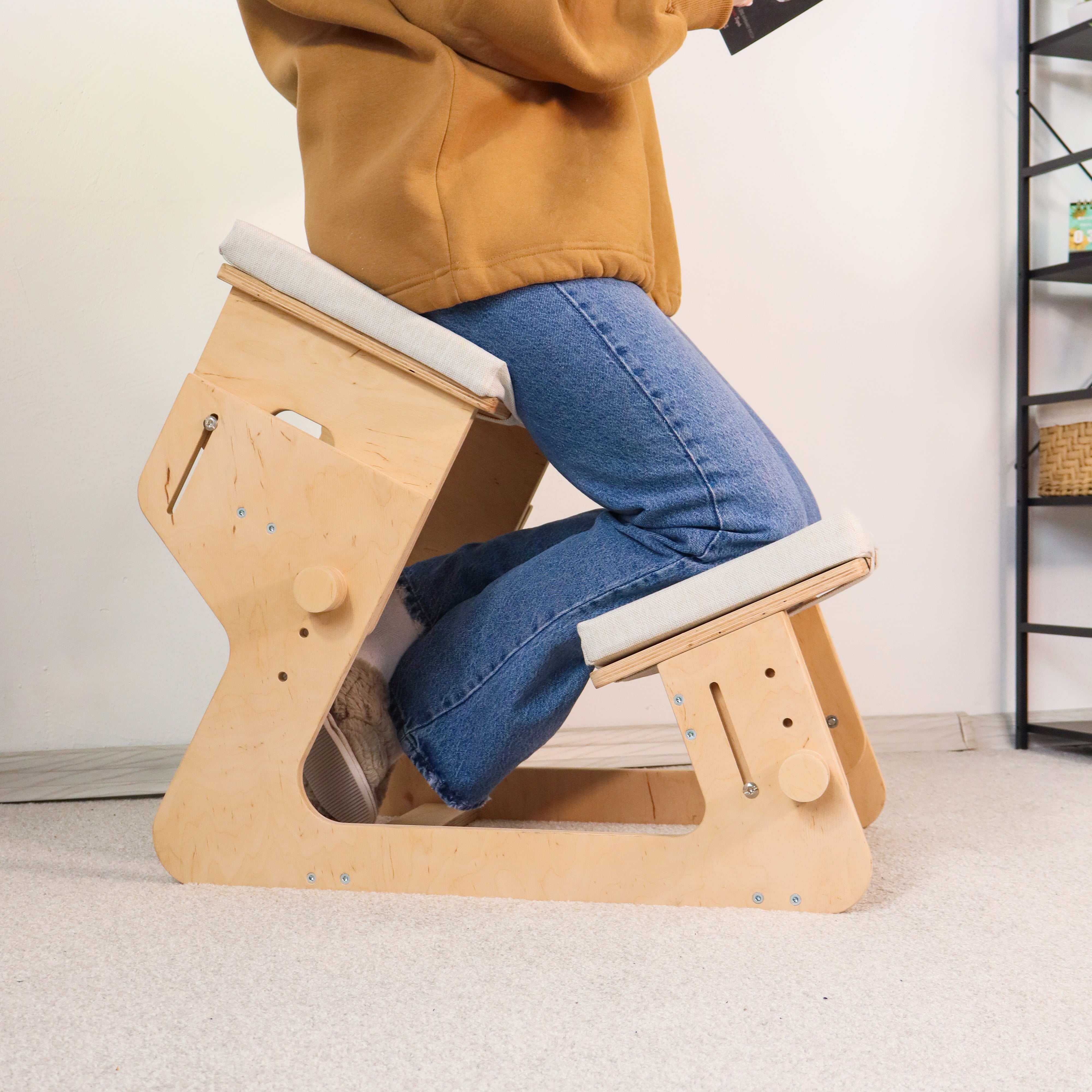 Adjustable Kneeling Chair | Ergonomic Plywood Posture Chair with Cushions