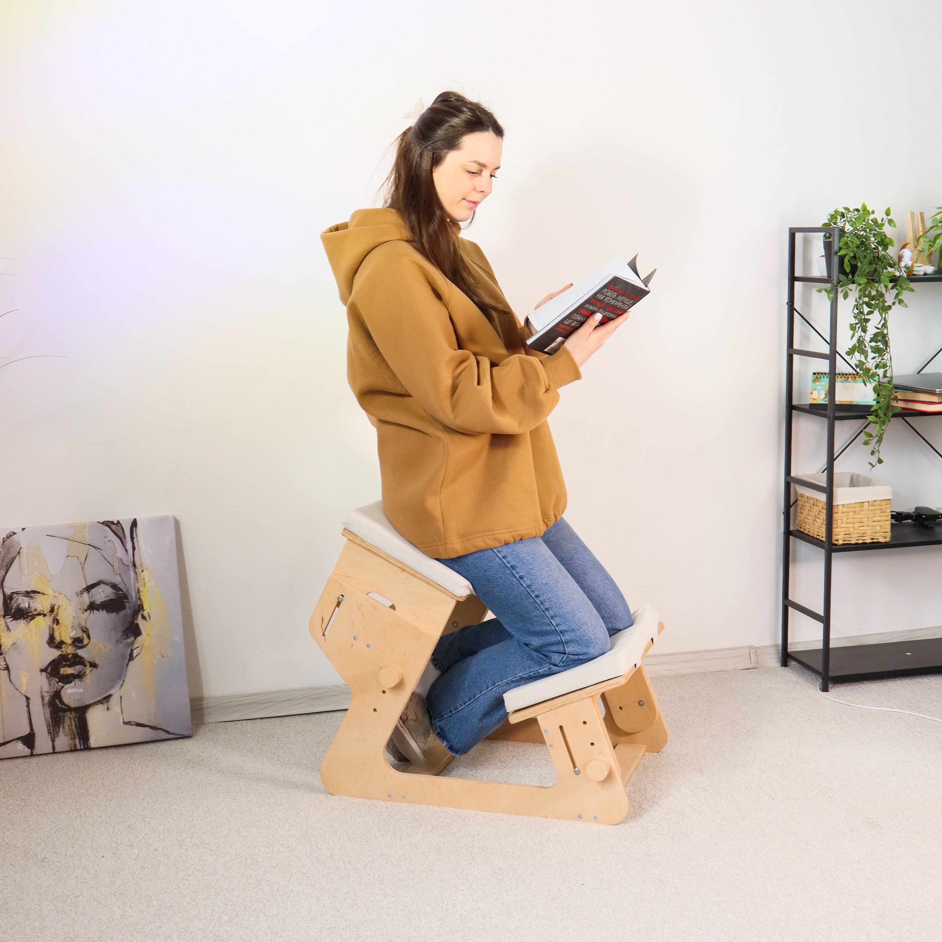 Adjustable Kneeling Chair | Ergonomic Plywood Posture Chair with Cushions