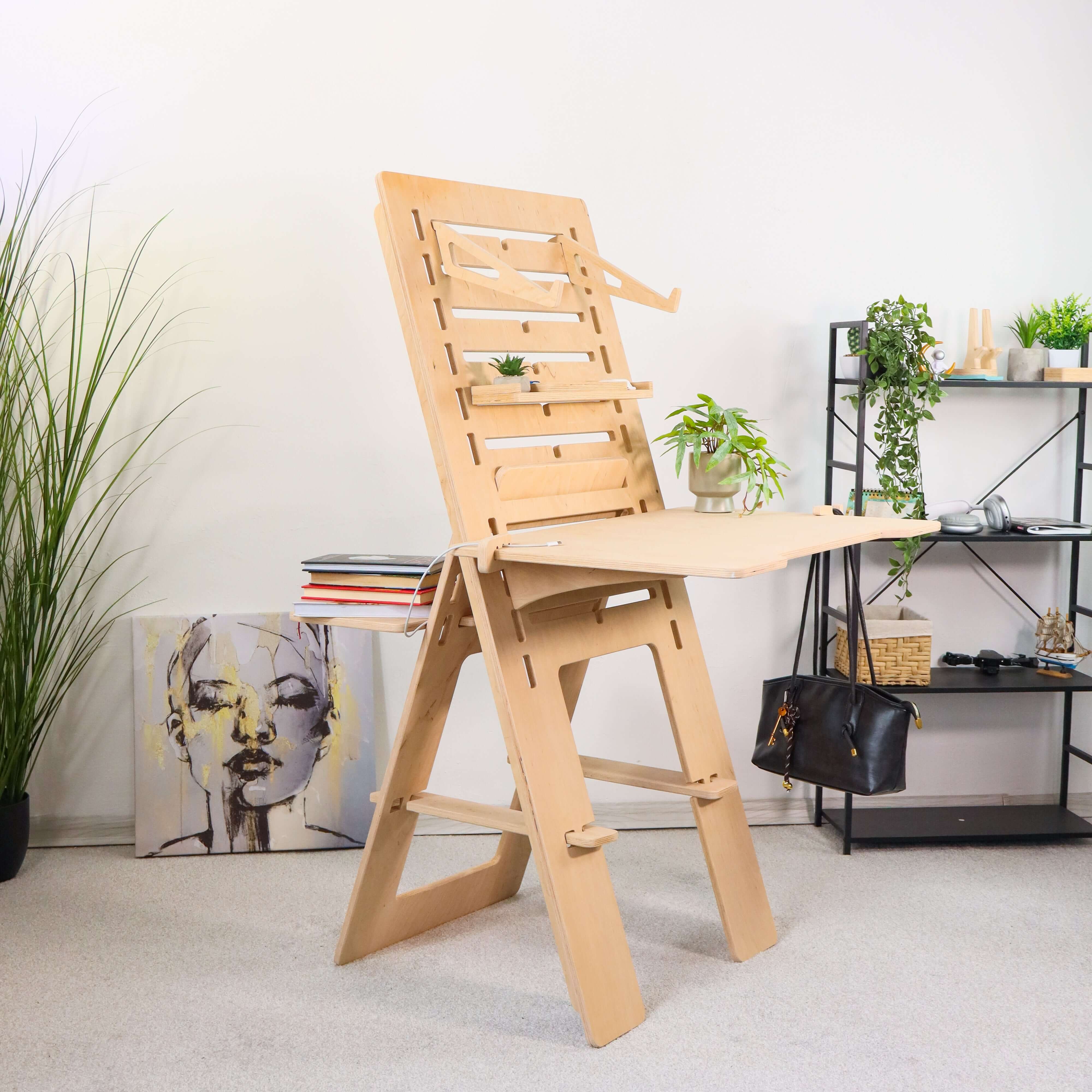 Adjustable Plywood Standing Desk | Ergonomic Sit Stand Workstation