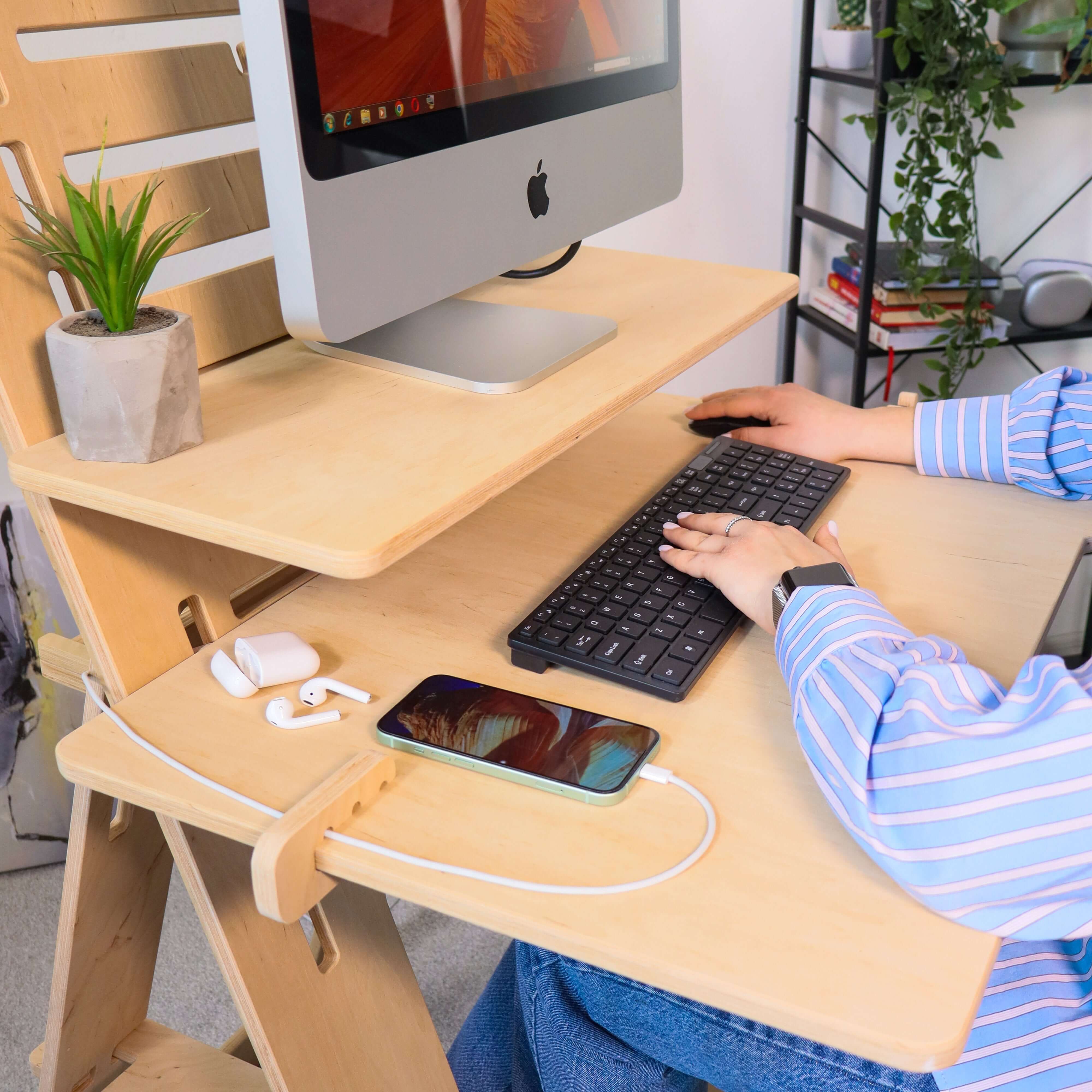 Adjustable Plywood Standing Desk | Ergonomic Sit Stand Workstation