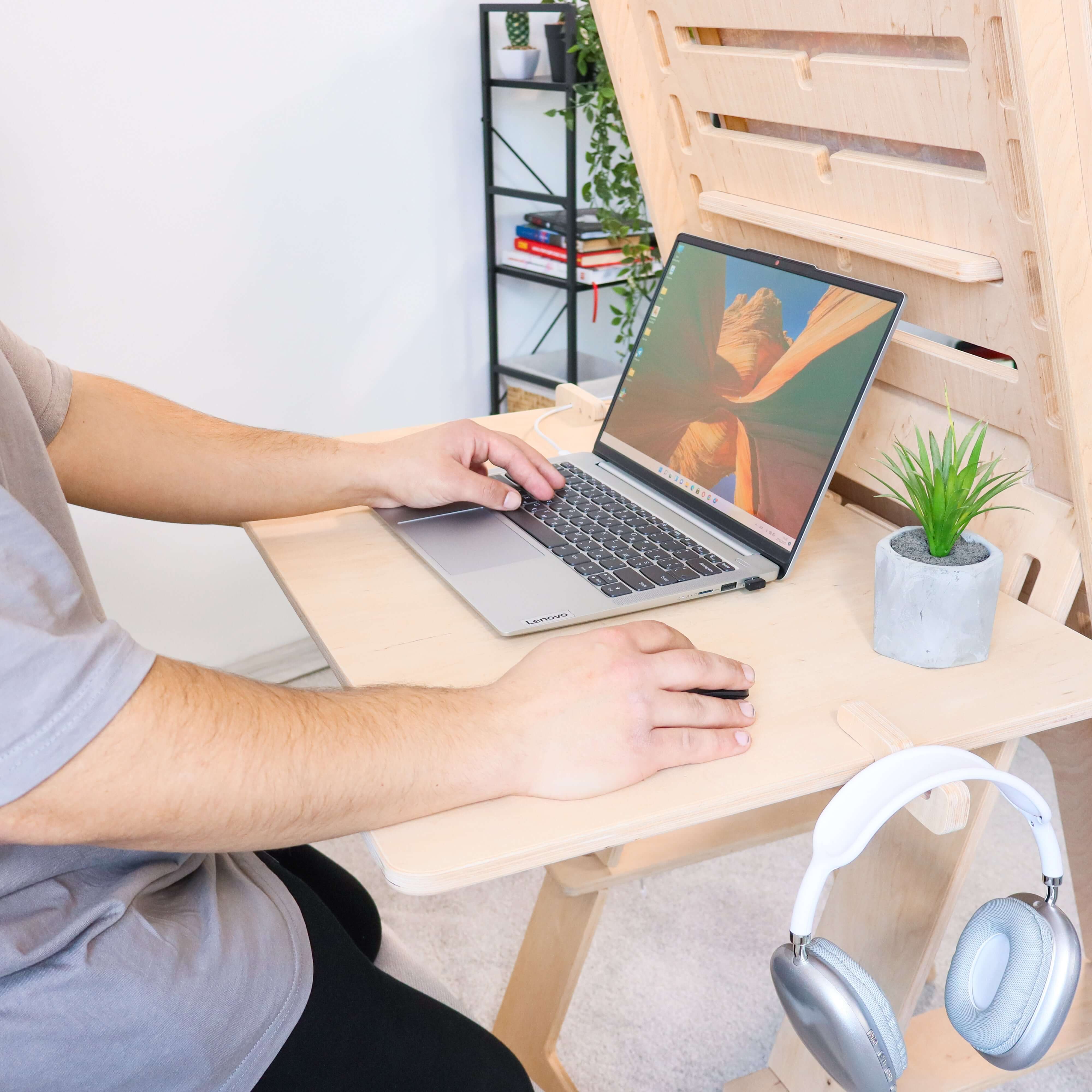 Adjustable Plywood Standing Desk | Ergonomic Sit Stand Workstation