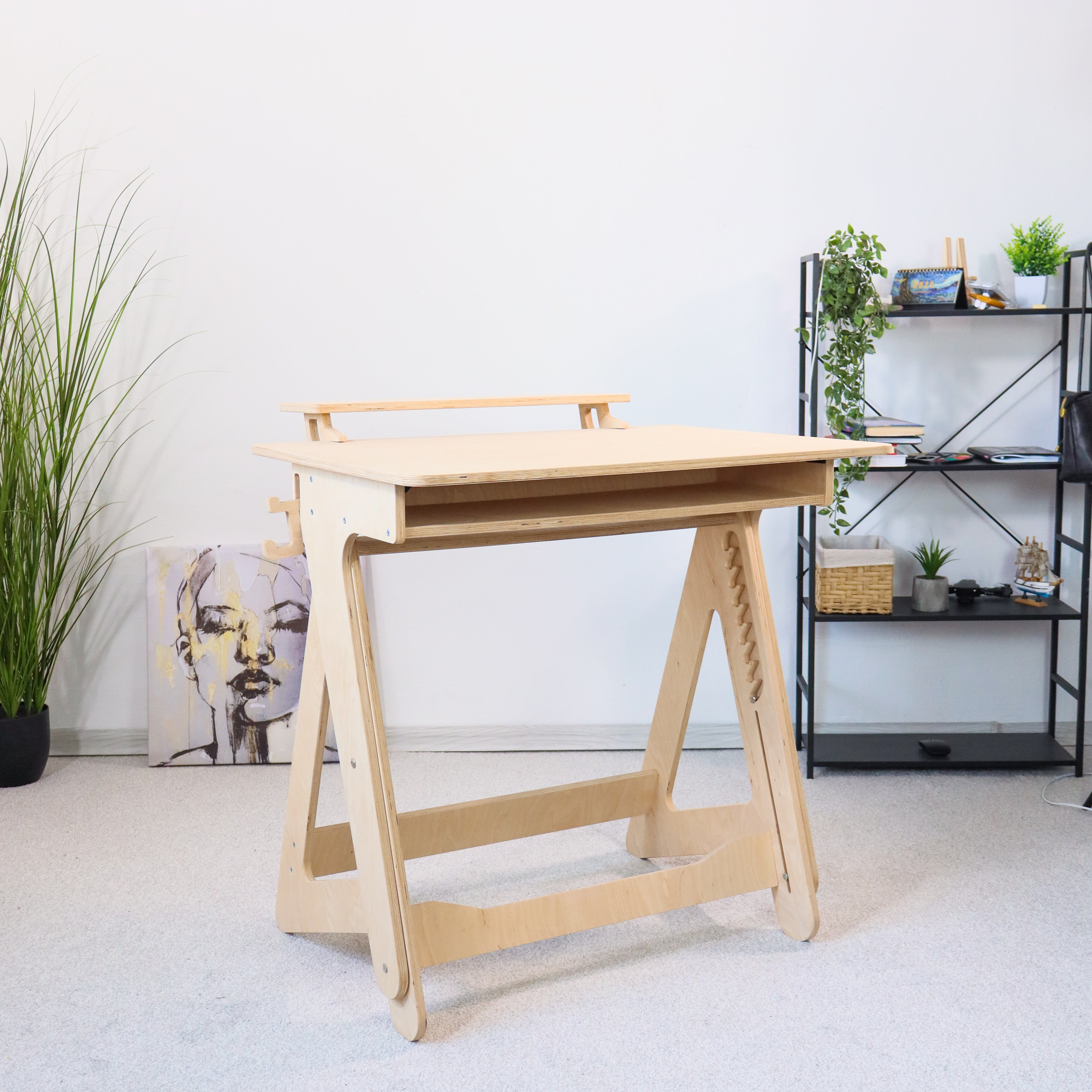 Adjustable Plywood Standing Desk | Compact Ergonomic Sit Stand Desk