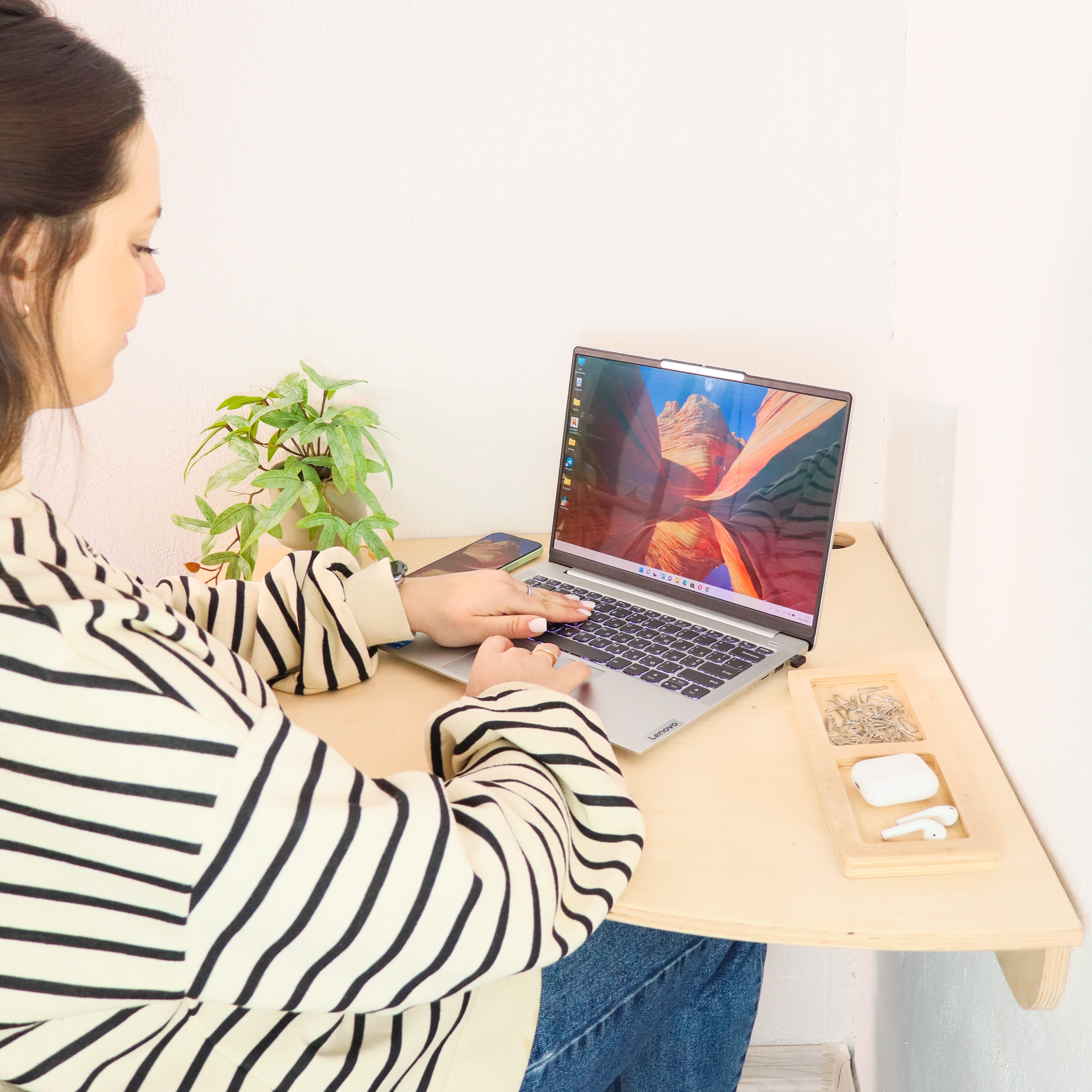 Wall Mounted Corner Desk | Floating Laptop Desk with Shelf