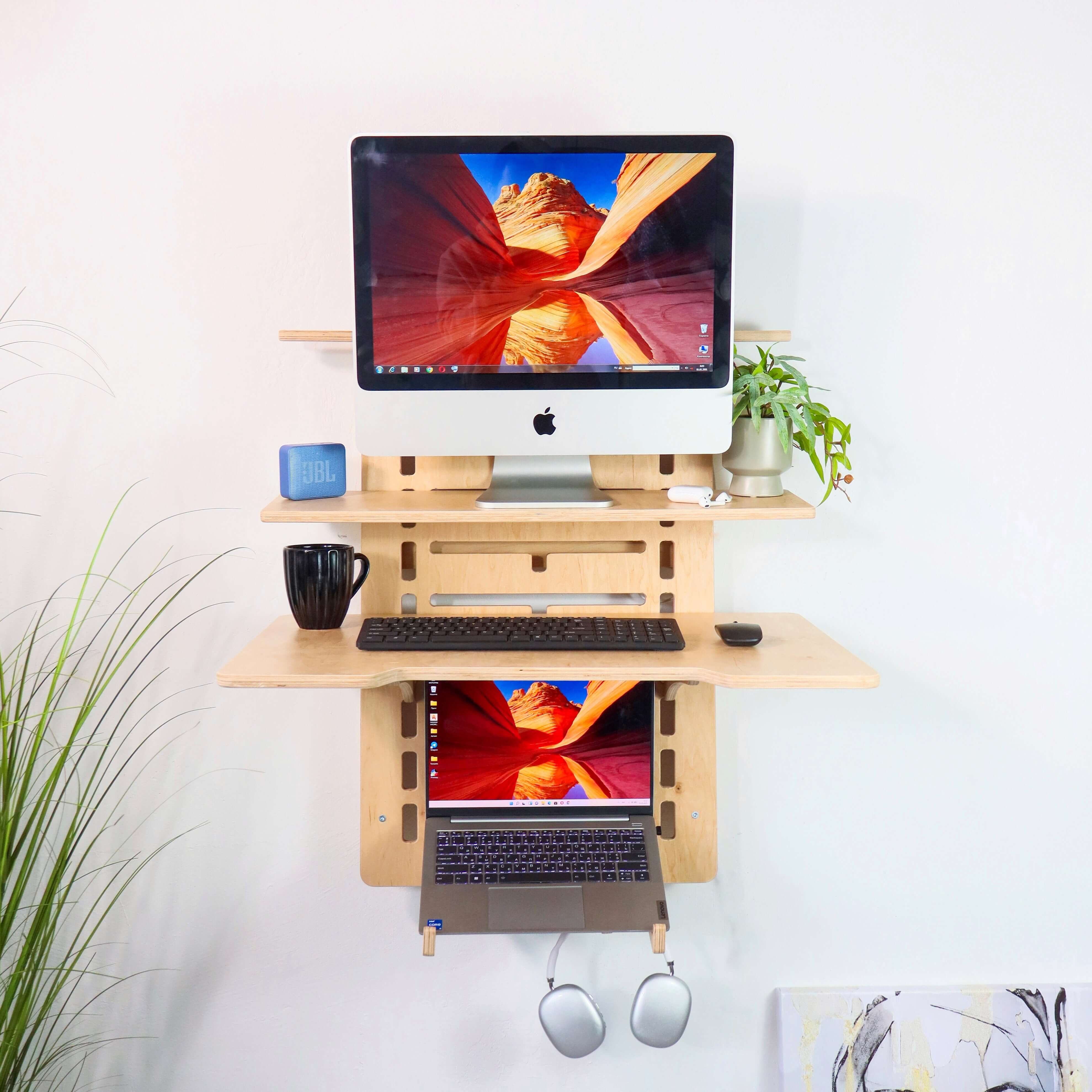 Adjustable Wall Mounted Standing Desk | Floating Sit-Stand Workspace