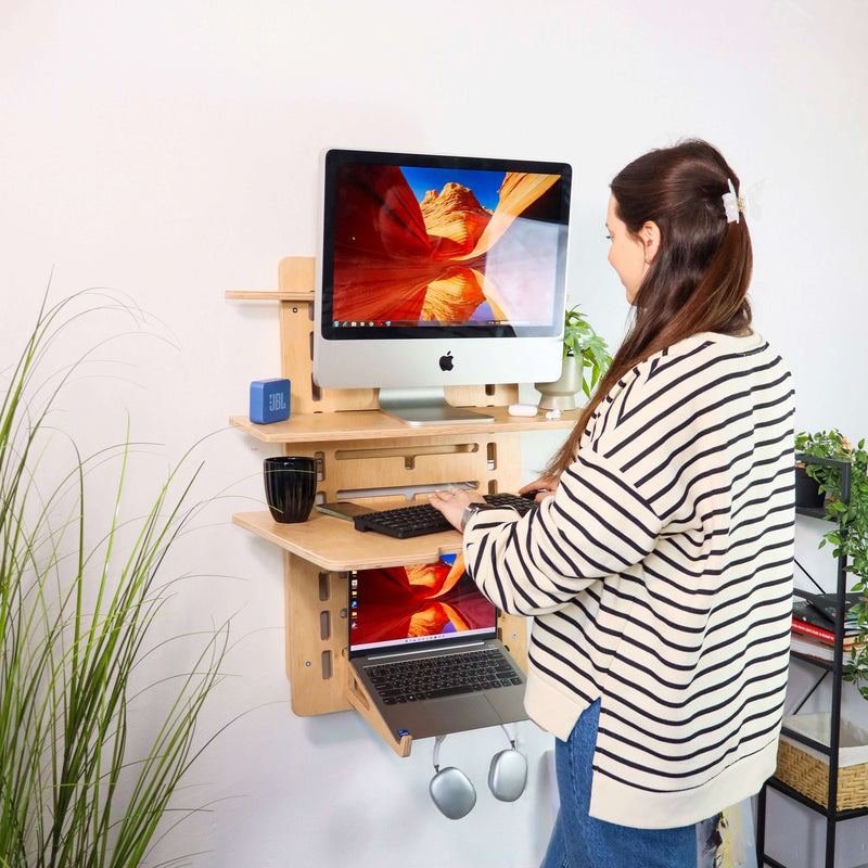 Vertical Wall Mounted Standing Desk | Adjustable Floating Workspace
