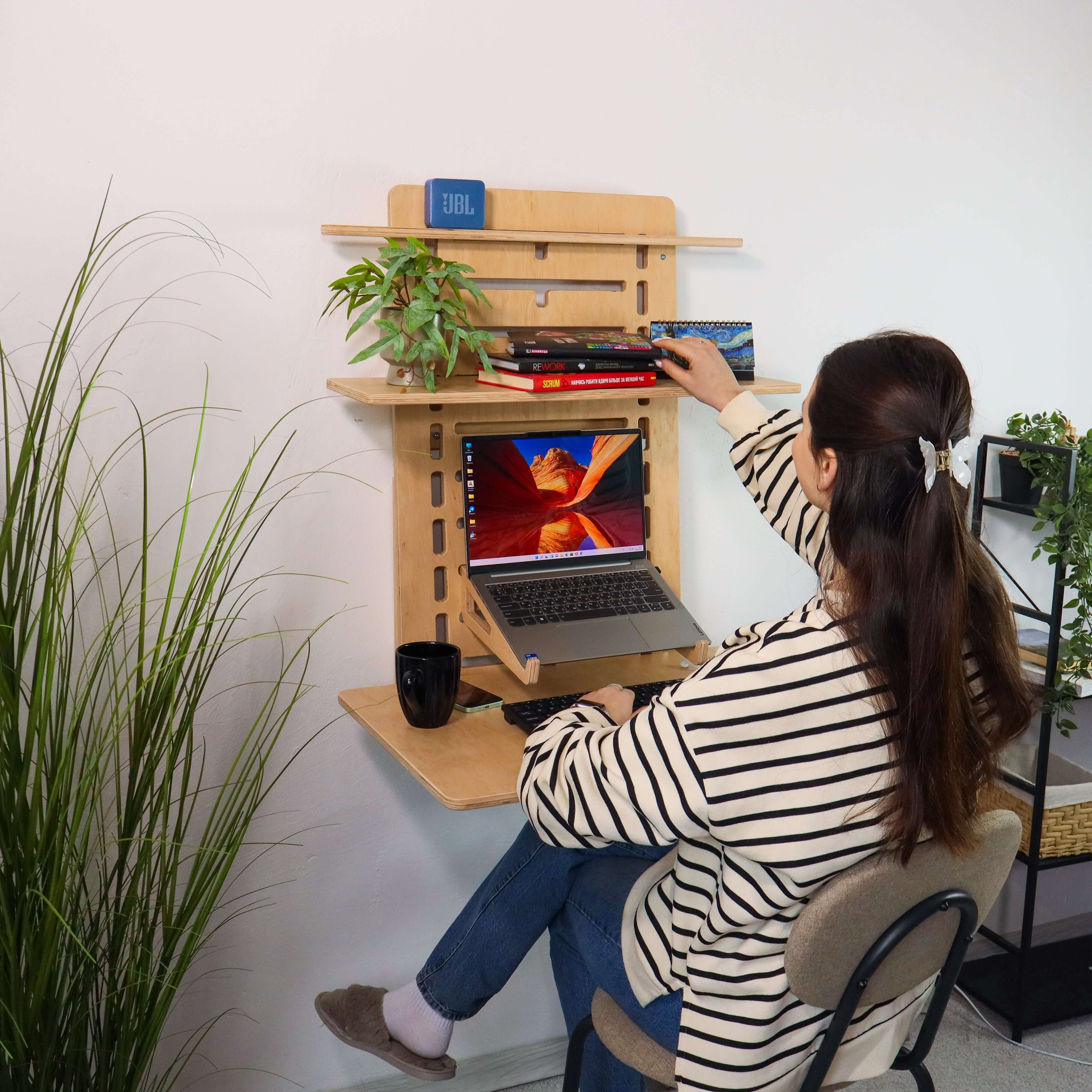 Vertical Wall Mounted Standing Desk | Adjustable Floating Workspace
