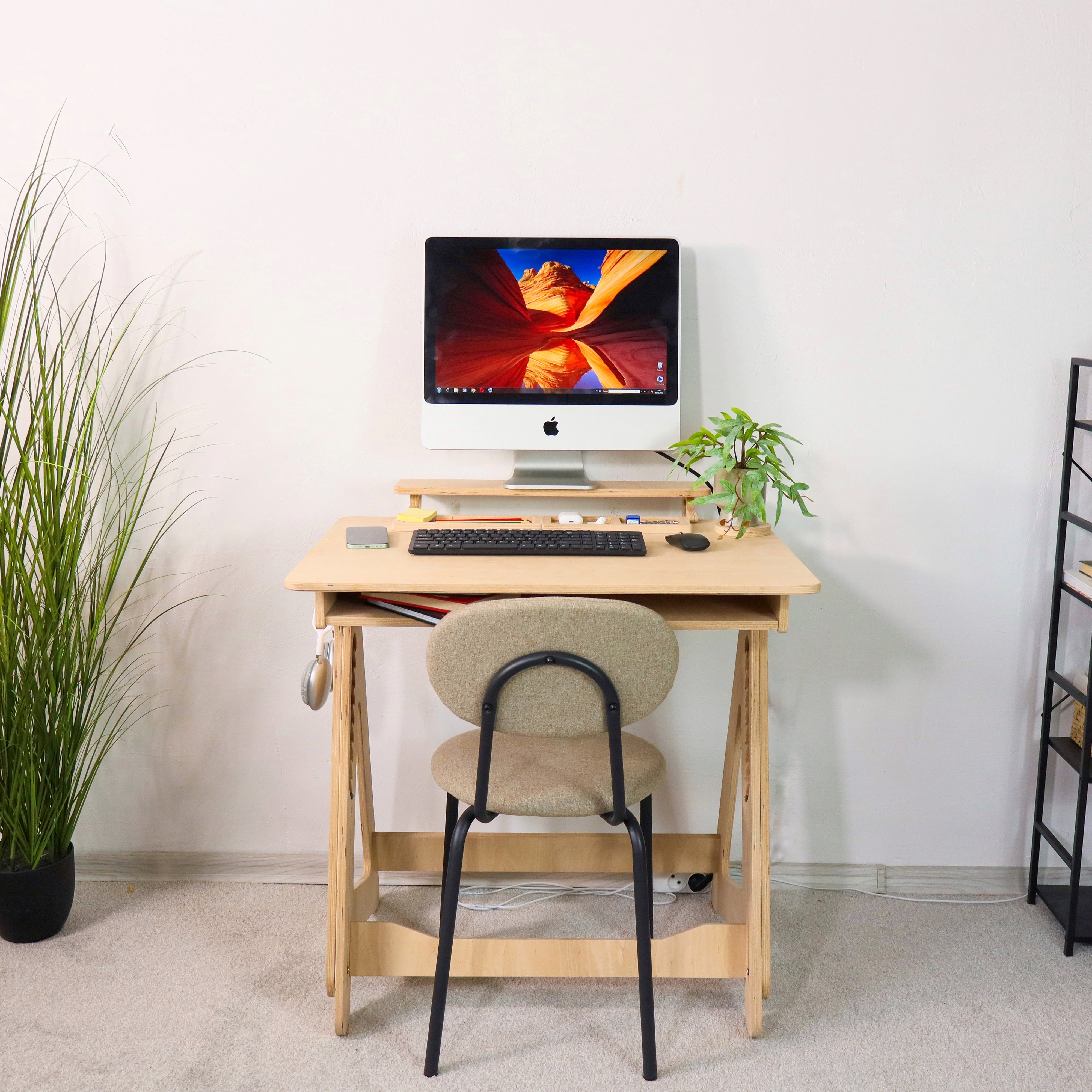 Adjustable Plywood Standing Desk | Compact Ergonomic Sit Stand Desk