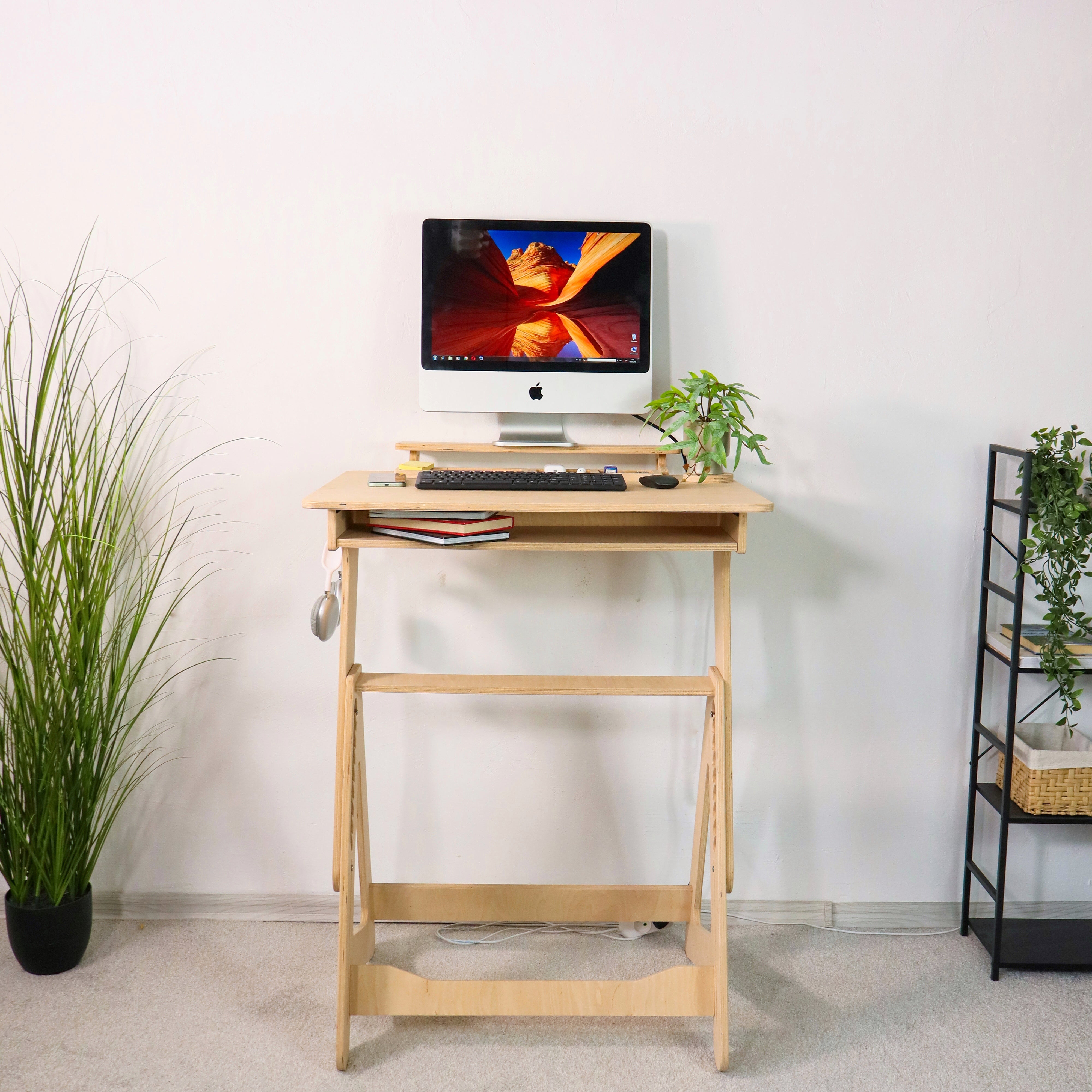 Adjustable Plywood Standing Desk | Compact Ergonomic Sit Stand Desk