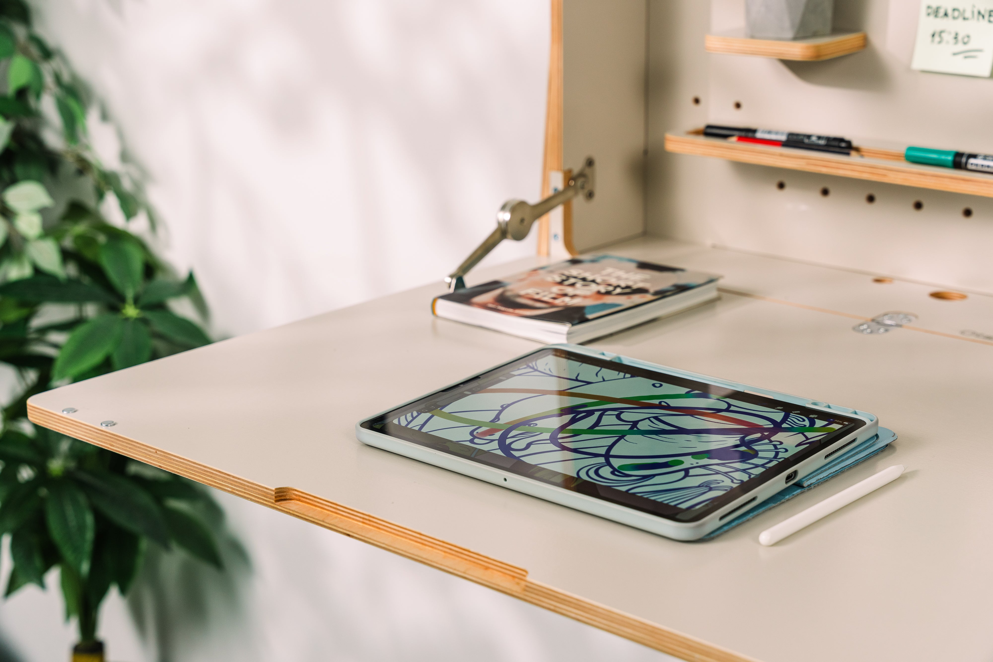 Adjustable Dual Monitor Murphy Desk | Fold Down Wall Desk