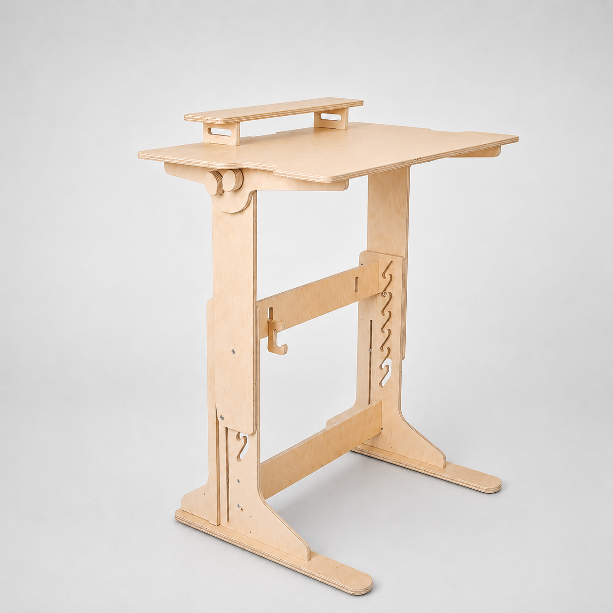 Adjustable Plywood Standing Desk with Tilting Top