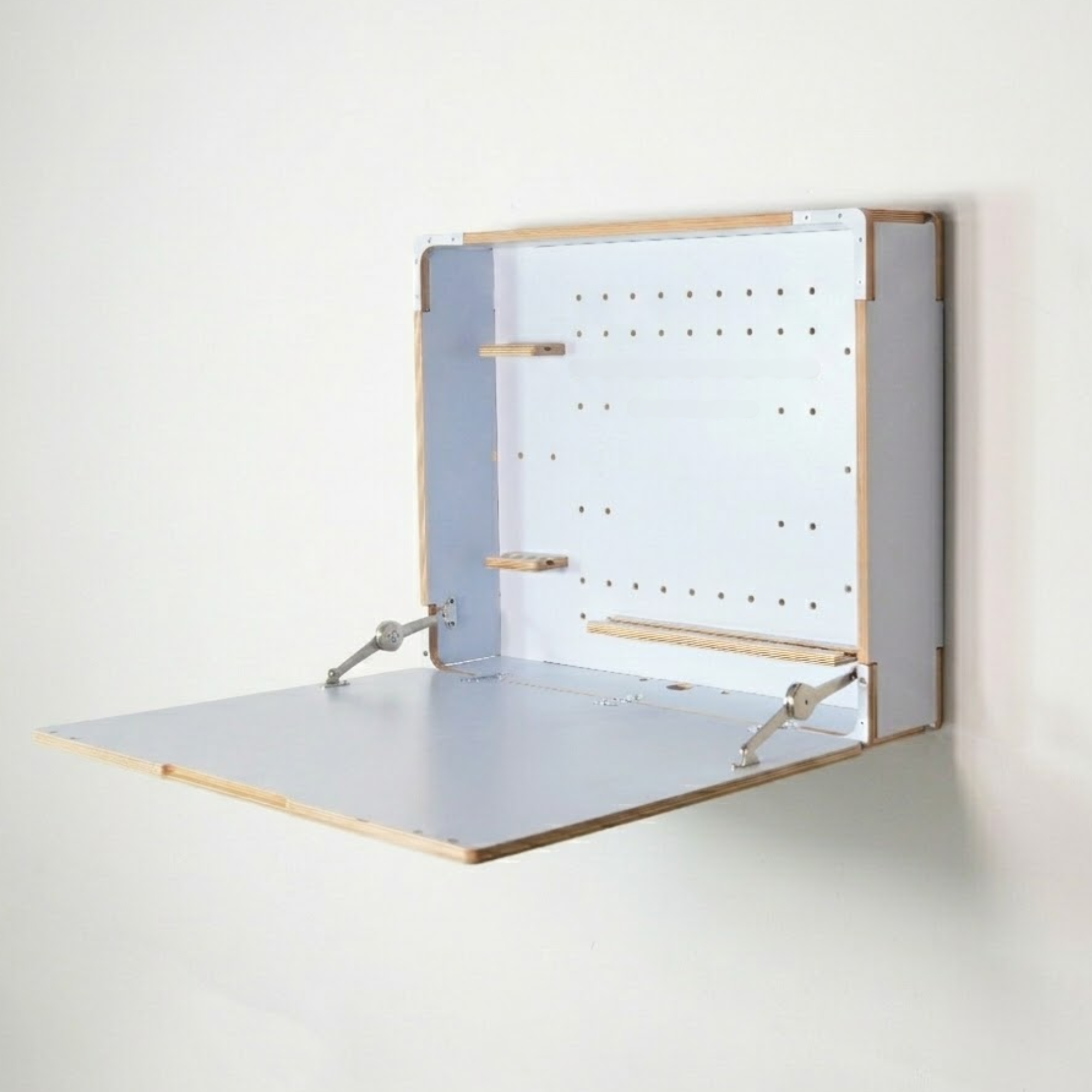 Murphy Desk | Wall Mounted Fold Down Desk with Shelves Collage