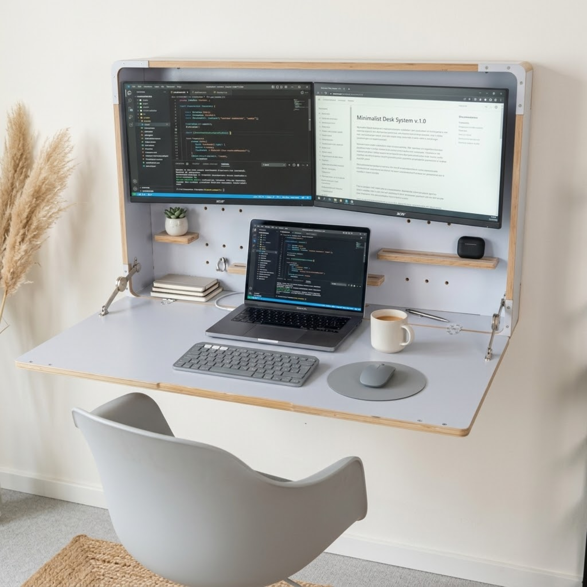 Murphy Desk – Fold Down Wall Mounted Desk for Dual Monitors
