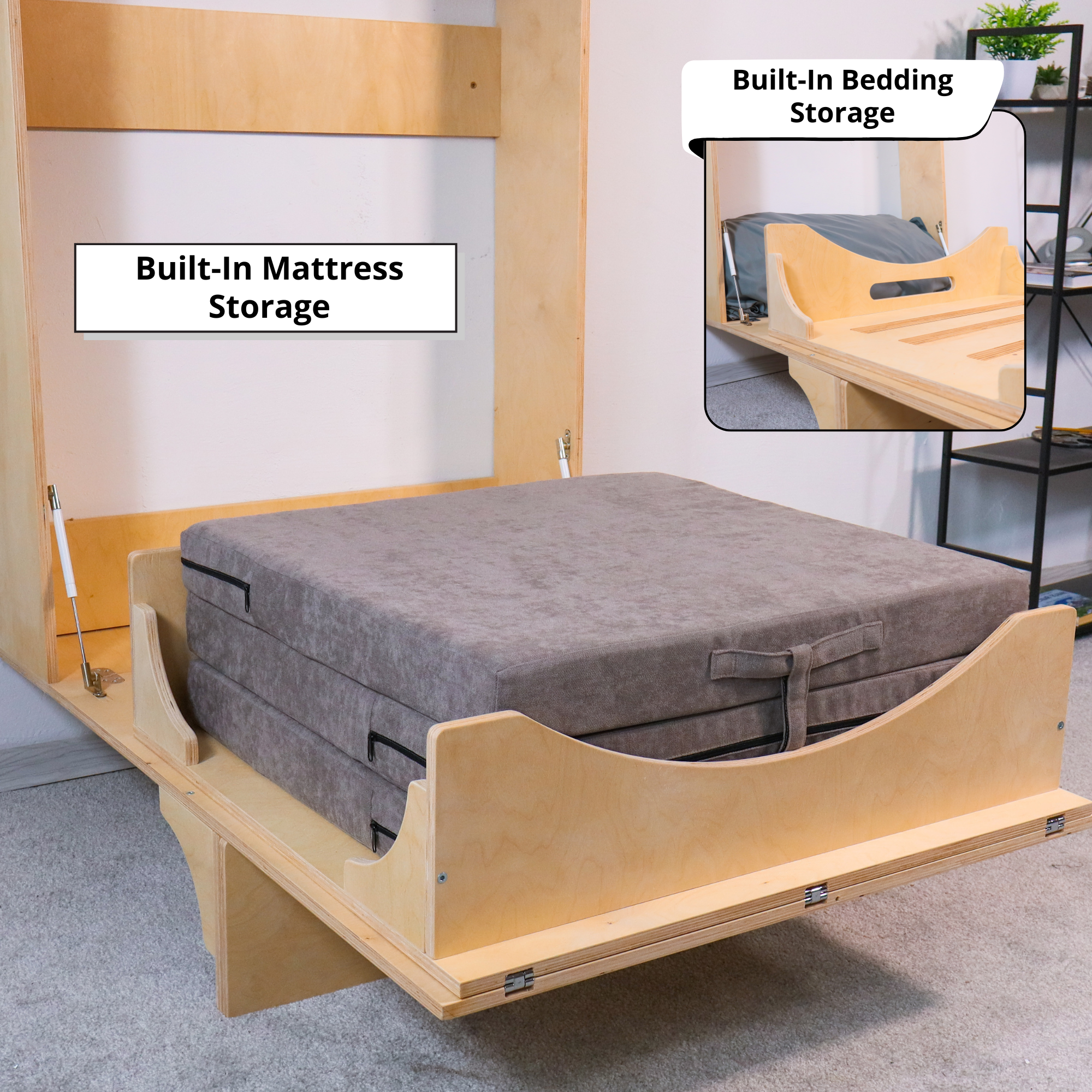 Murphy Bed with Desk and Storage Shelves for Home Office