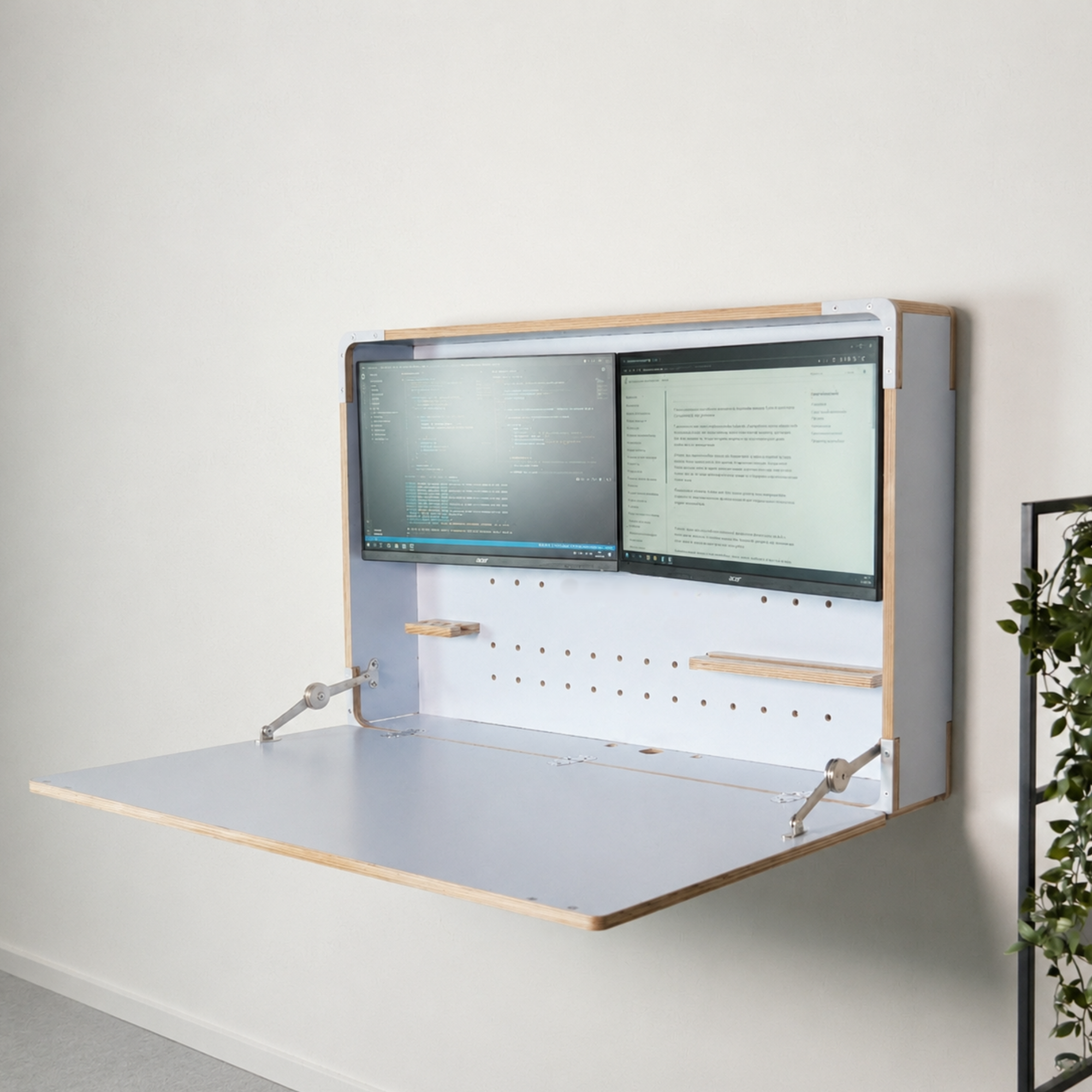 Murphy Desk – Fold Down Wall Mounted Desk for Dual Monitors