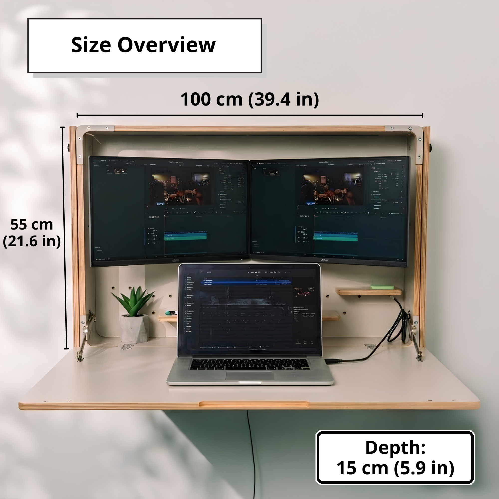 Adjustable Dual Monitor Murphy Desk | Fold Down Wall Desk
