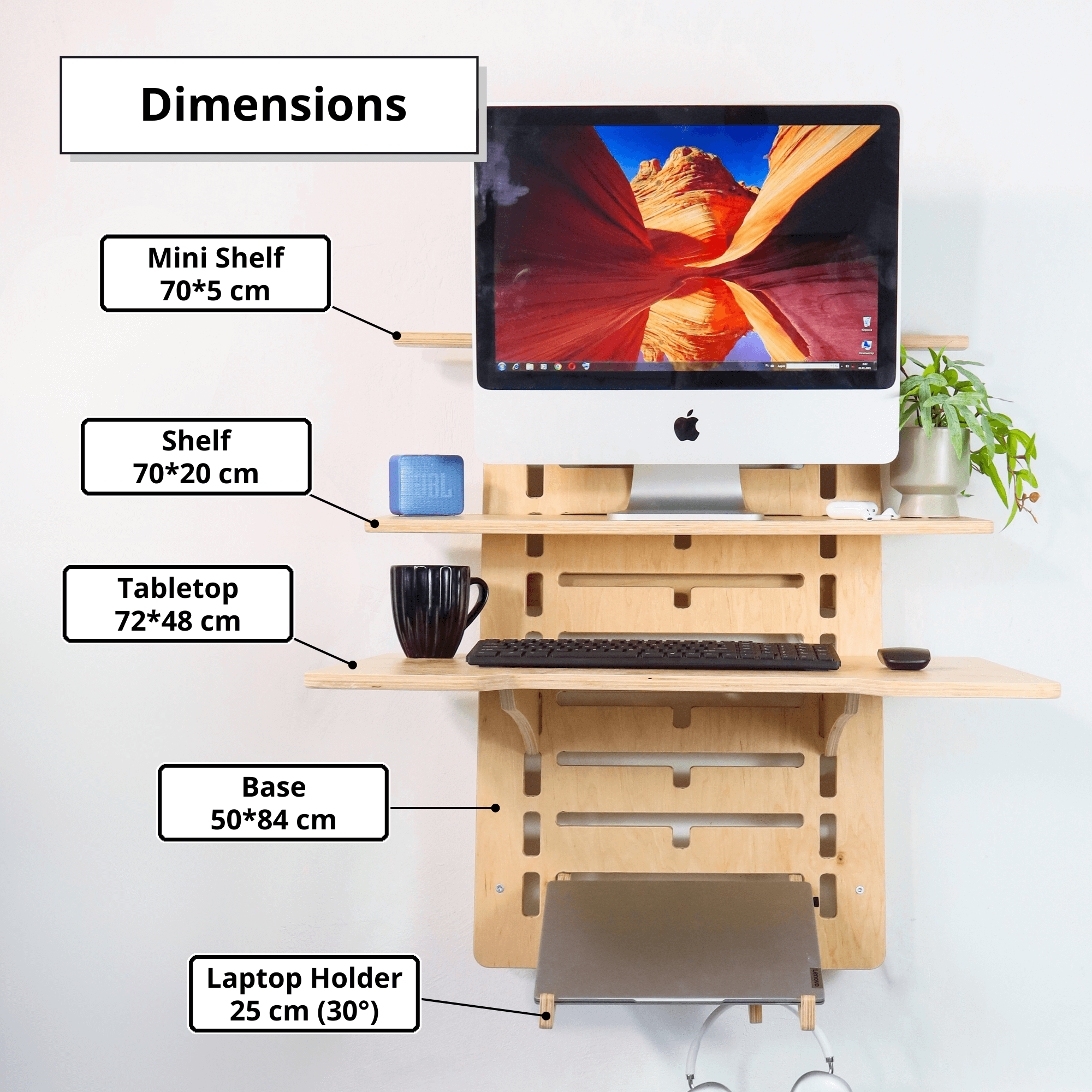 Vertical Wall Mounted Standing Desk | Adjustable Floating Workspace