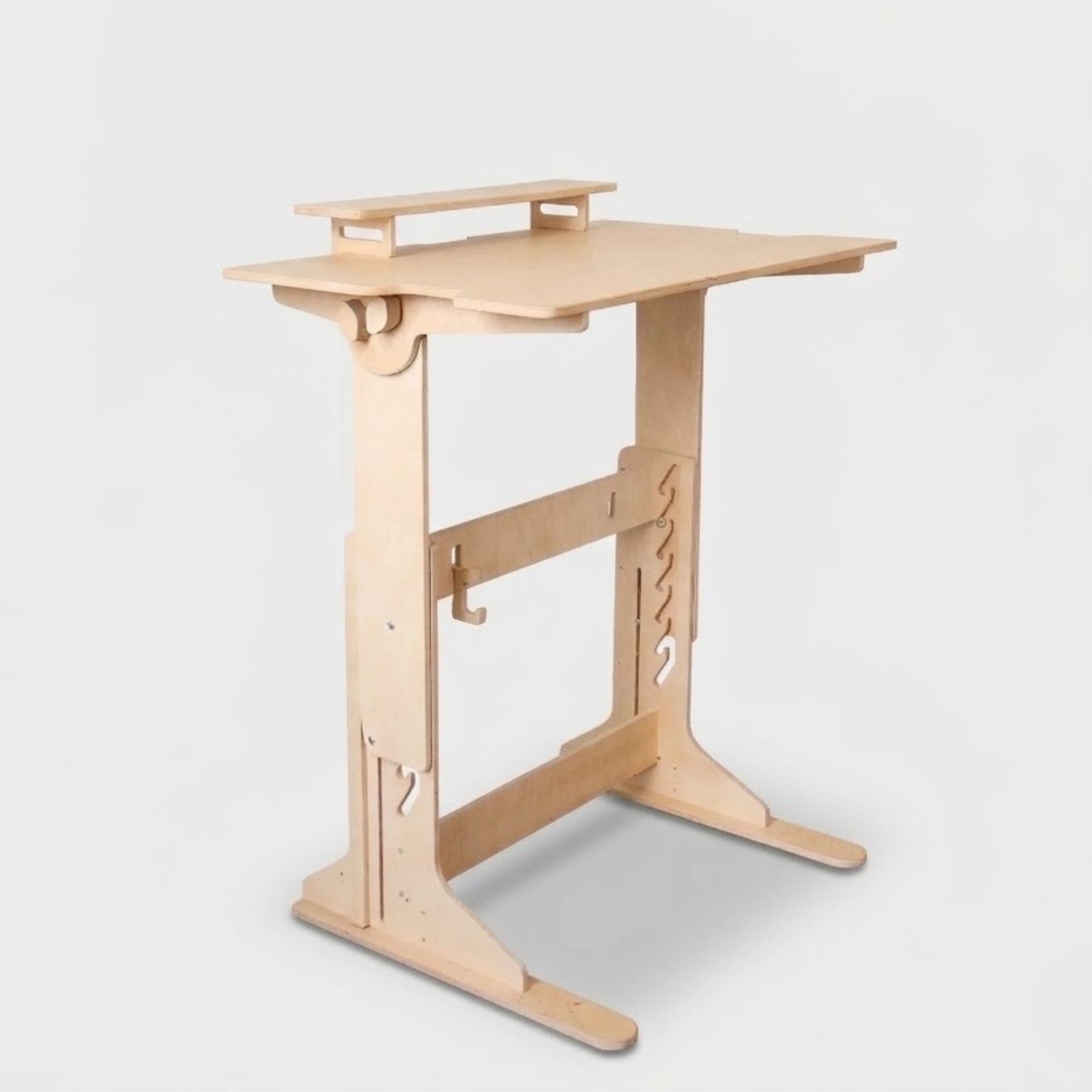 Adjustable Plywood Standing Desk | Ergonomic Sit Stand Desk with Shelf