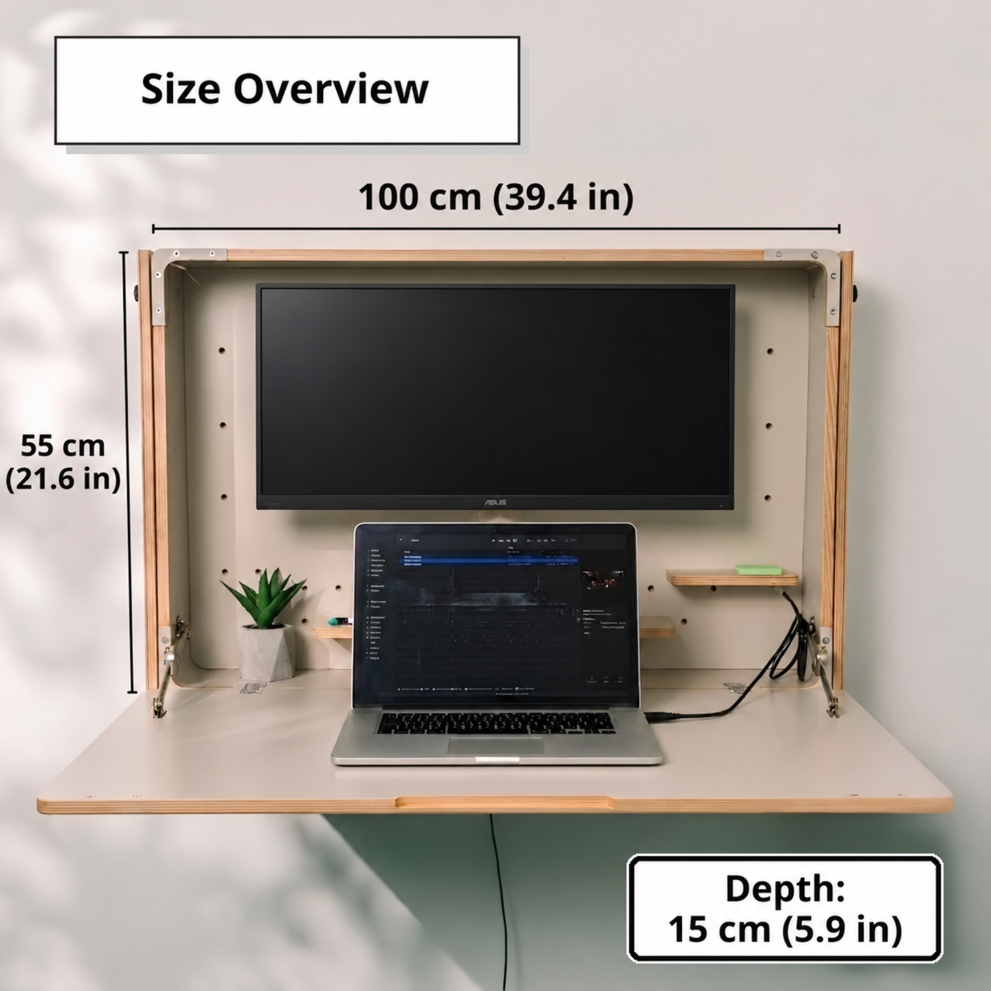 Adjustable Murphy Desk | Wall Mounted Desk for 32” Monitor
