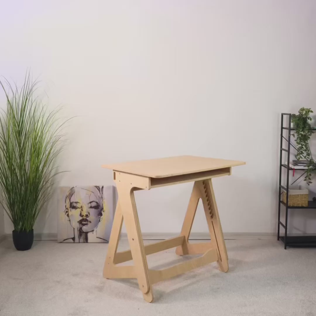 Adjustable Plywood Standing Desk | Compact Ergonomic Sit Stand Desk